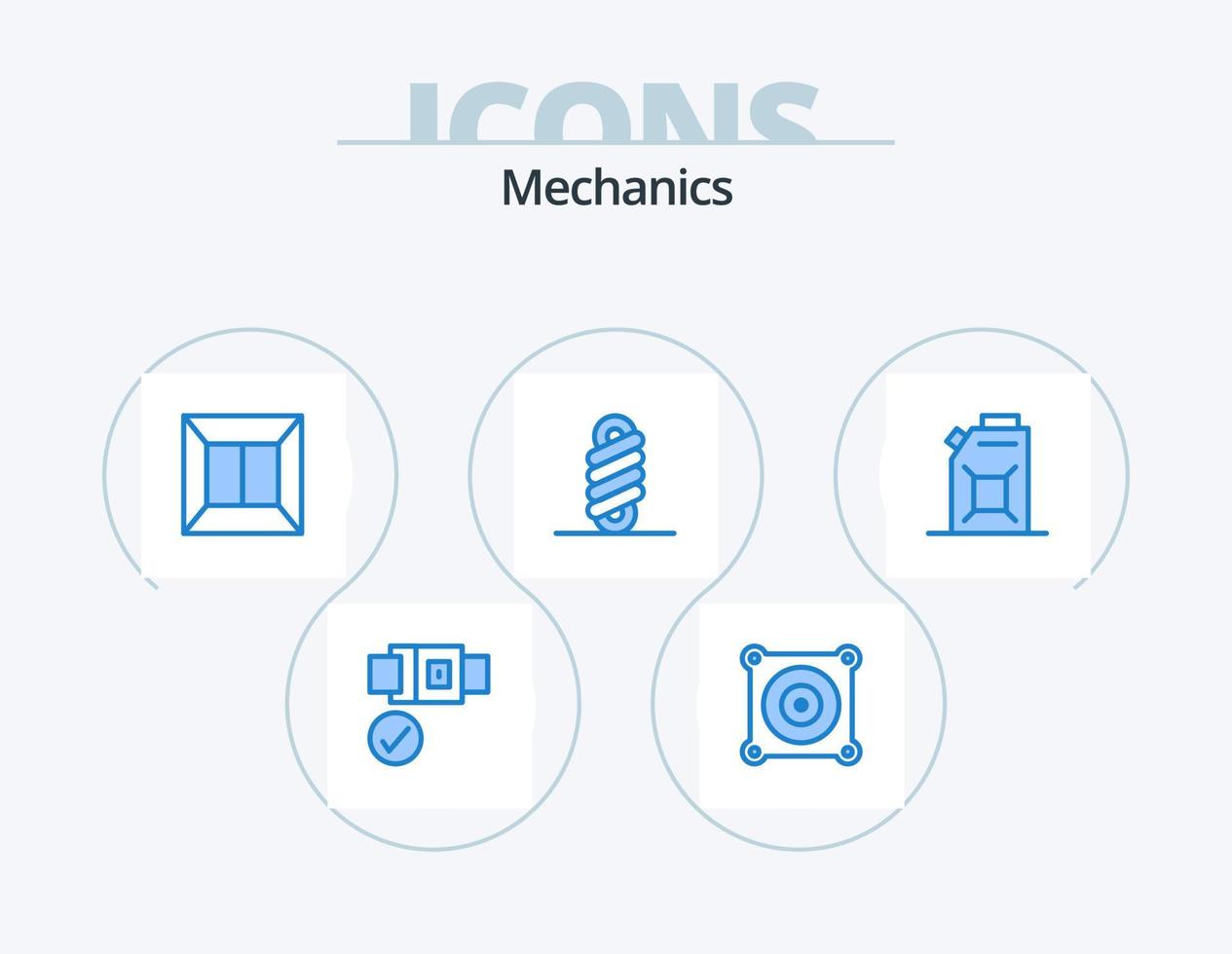mechanica blauw icoon pak 5 icoon ontwerp. . . scannen. olie. motor vector