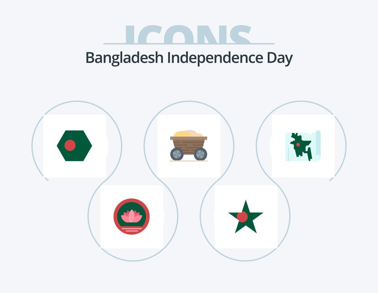 Bangladesh onafhankelijkheid dag vlak icoon pak 5 icoon ontwerp. kaart. bangladesh. Bangla. voedsel. trolley vector