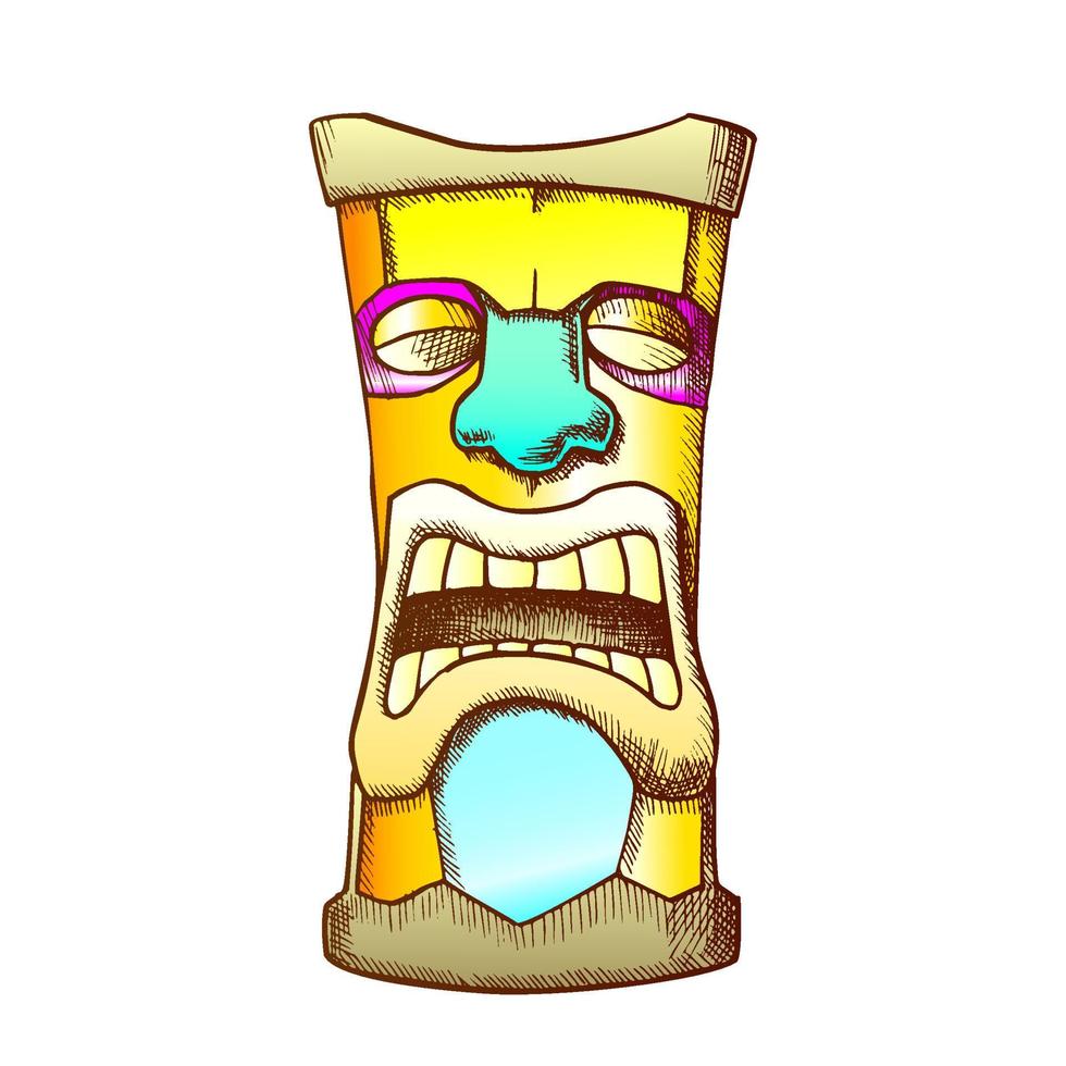 tiki afgod gesneden houten huilen totem kleur vector