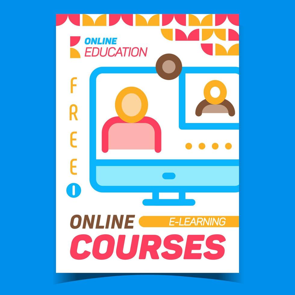 online cursussen e-learning adverteren poster vector