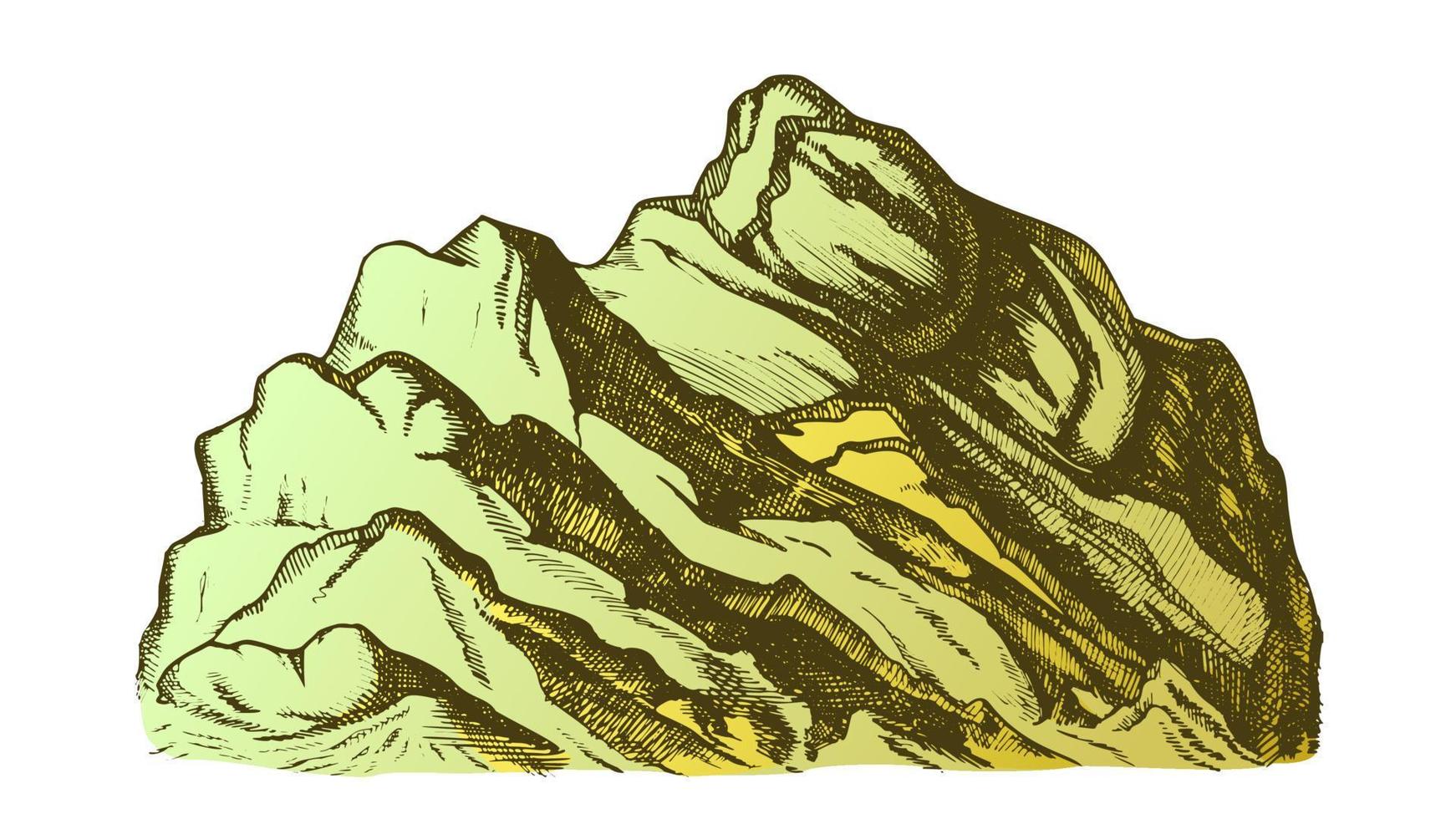 kleur top van berg landschap hand- getrokken vector