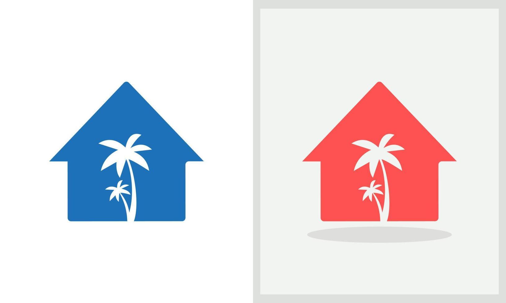 palm huis logo ontwerp. huis logo met palm boom concept vector. palm boom en huis logo ontwerp vector