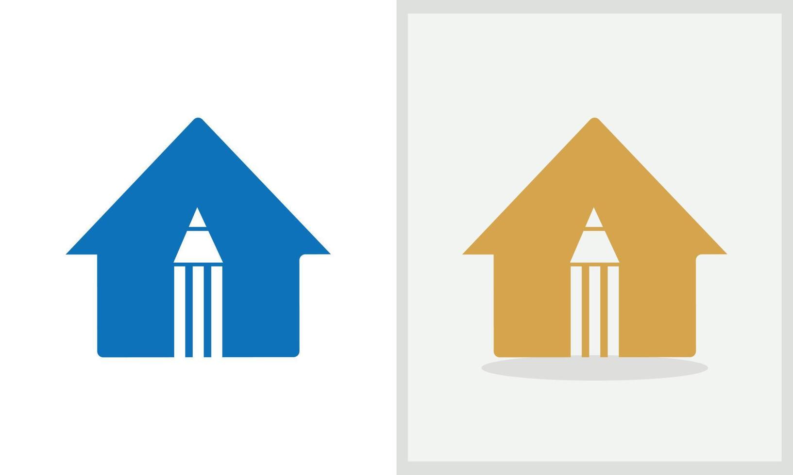 onderwijs huis logo ontwerp. huis logo met potlood concept vector. potlood en huis logo ontwerp vector