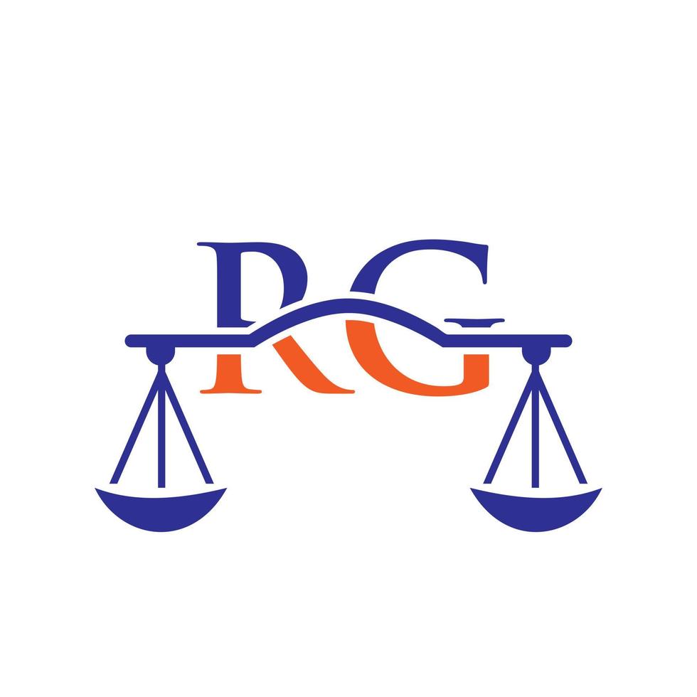 wet firma brief rg logo ontwerp. wet advocaat teken vector