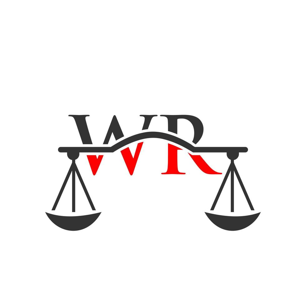 wet firma brief wr logo ontwerp. wet advocaat teken vector