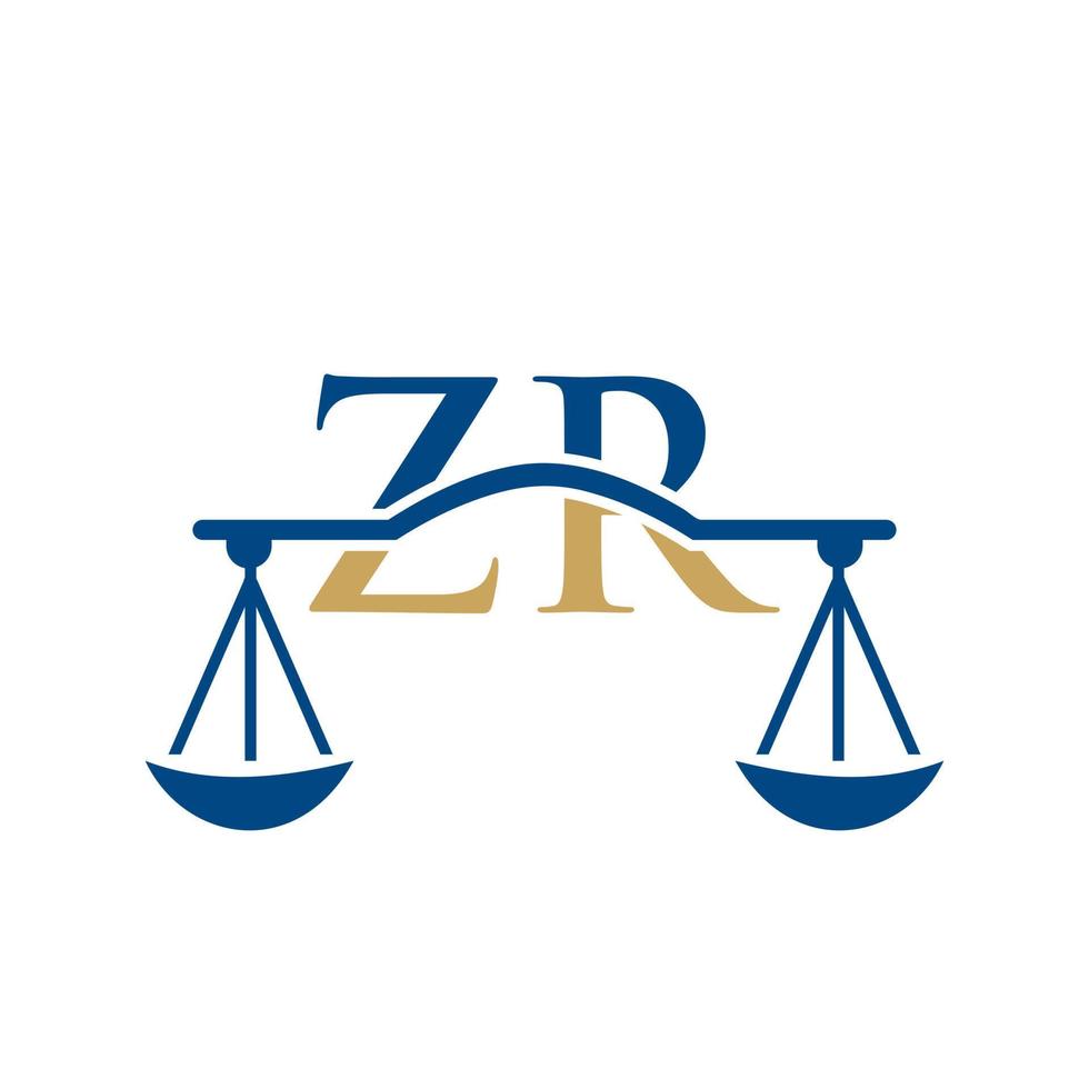 wet firma brief zr logo ontwerp. wet advocaat teken vector