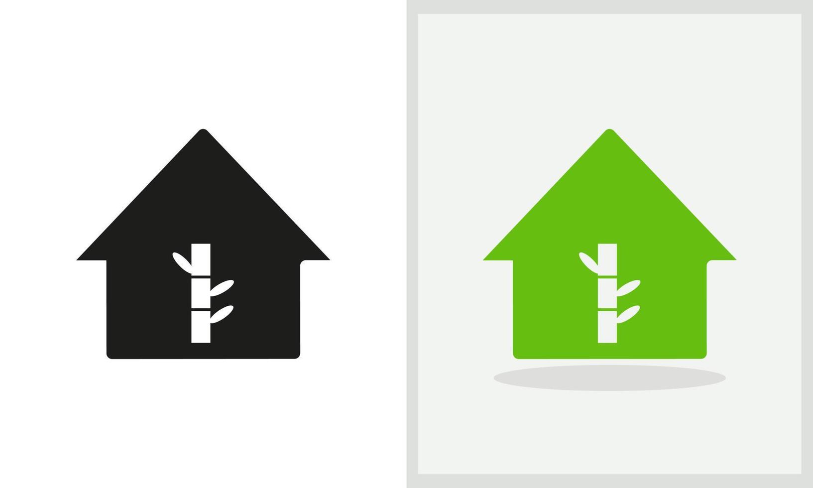 bamboe huis logo ontwerp. huis logo met bamboe concept vector. bamboe en huis logo ontwerp vector