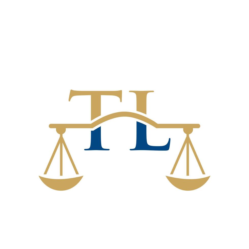 wet firma brief tl logo ontwerp. wet advocaat teken vector