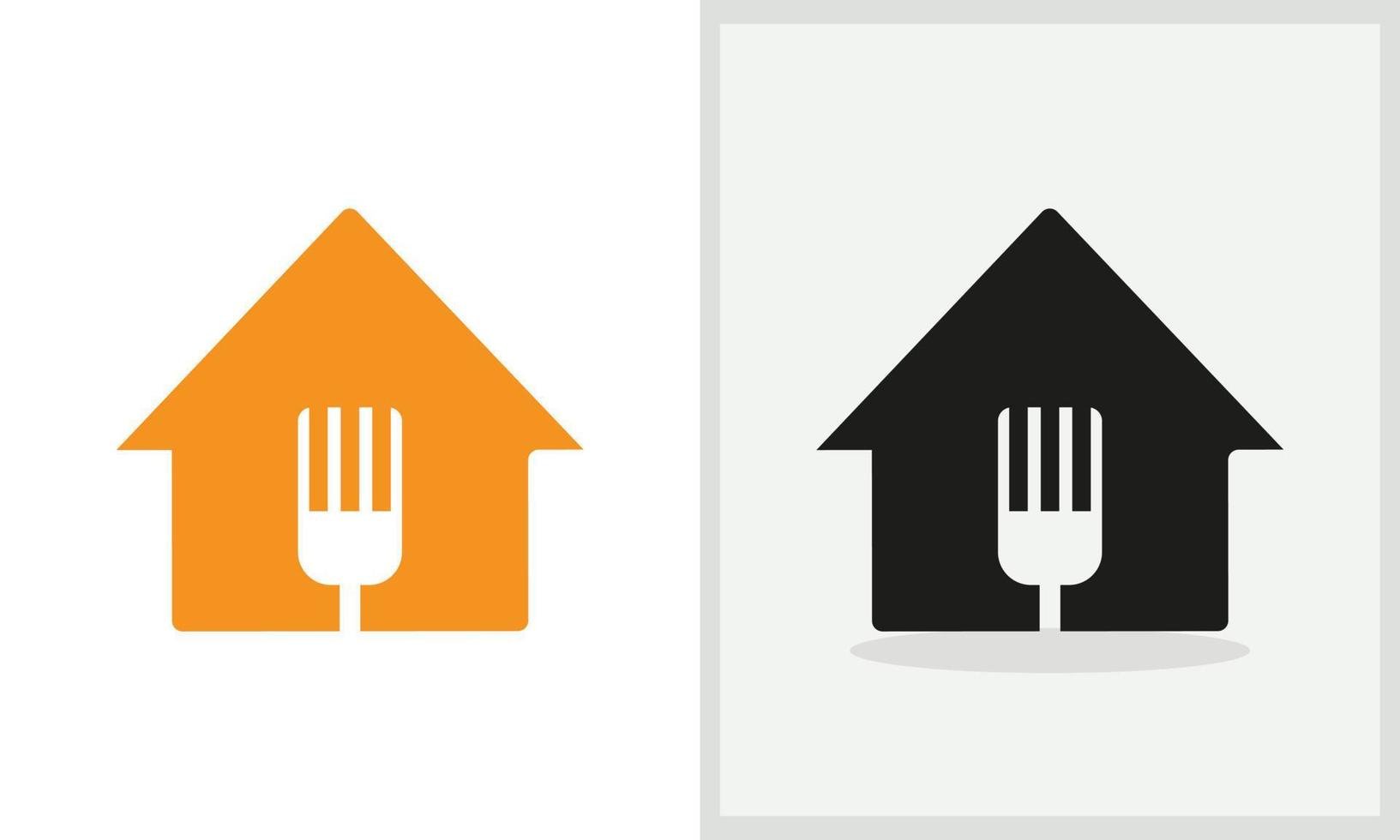 restaurant huis logo ontwerp. huis logo met vork, spon concept vector. restaurant en huis logo ontwerp vector