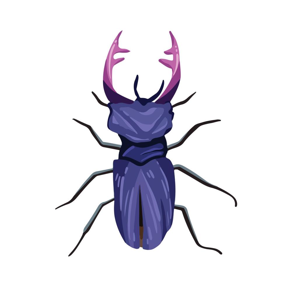 reusachtig insect mannetje hert kever vector illustratie geïsoleerd Aan wit achtergrond. tekenfilm insect tekening met gemakkelijk vlak kunst stijl.