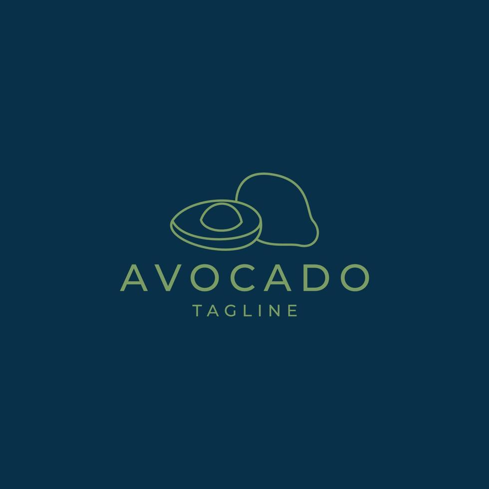 avocado fruit lijn kunst vlak logo icoon ontwerp vector sjabloon