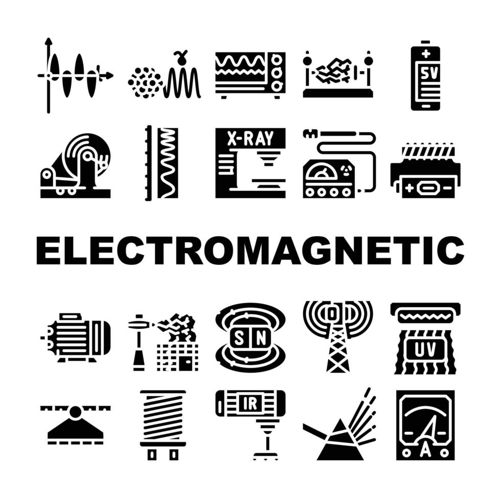 elektromagnetisch wetenschap fysica pictogrammen reeks vector