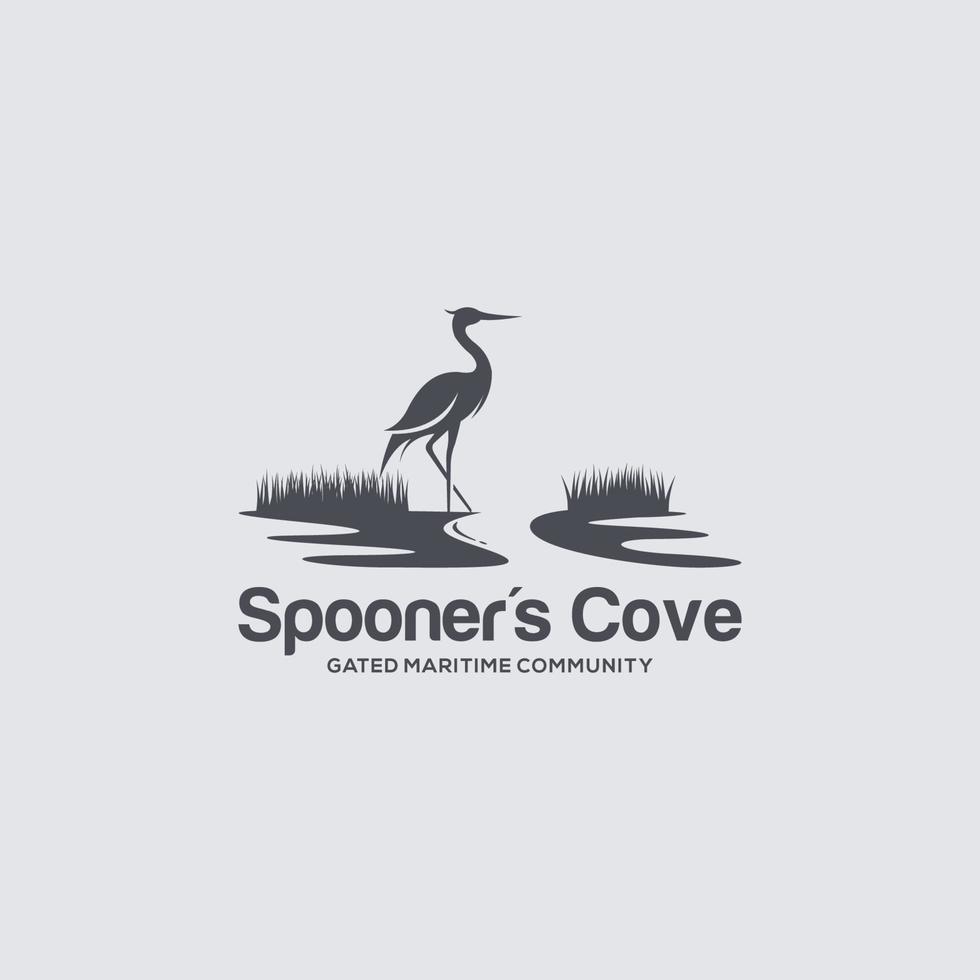 reiger zilverreiger vogel silhouet vector logo icoon