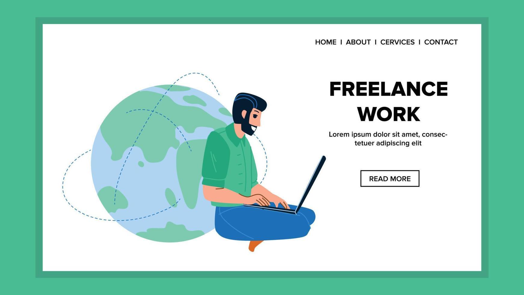 freelance werk Bij laptop in internet online vector