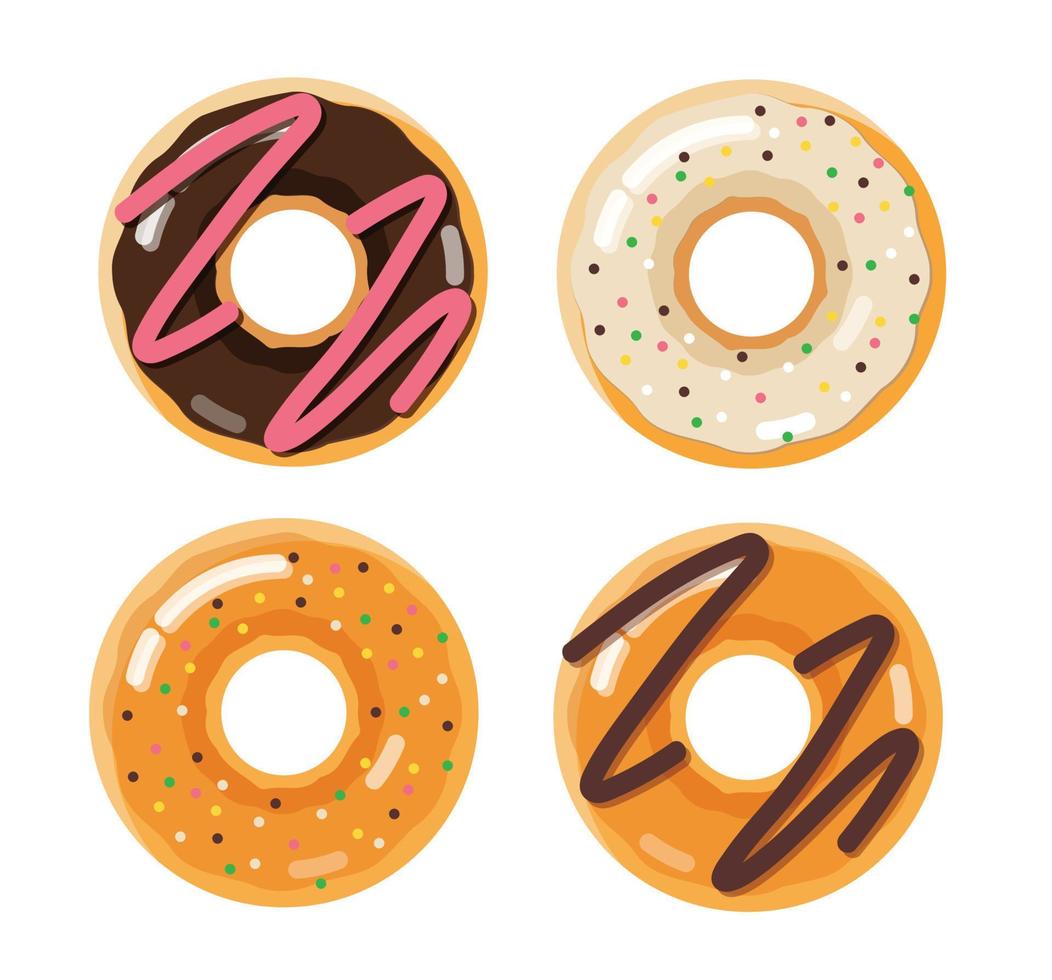 reeks van donuts geïsoleerd element vector illustratie