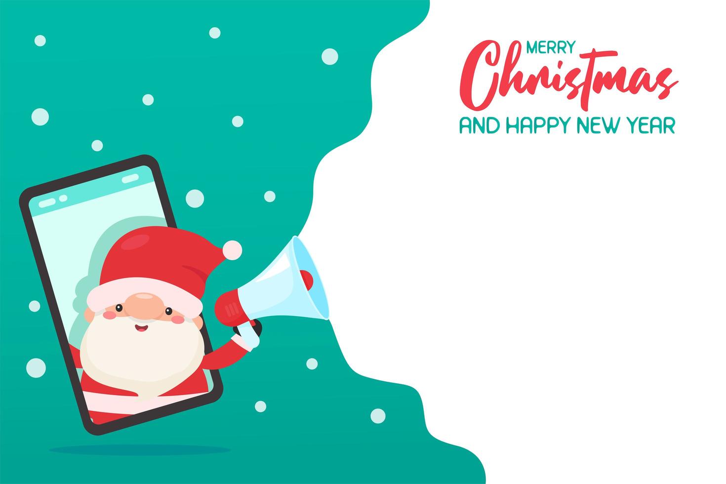 santa op mobiele telefoon schreeuwen kerstpromotie vector