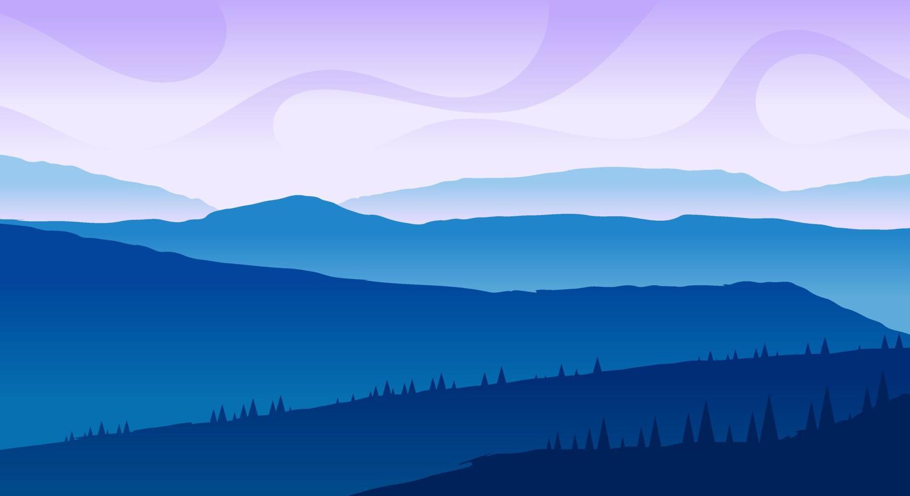 natuurlijk landschap silhouet van heuvels met verkoudheid weer vectoren en illustraties