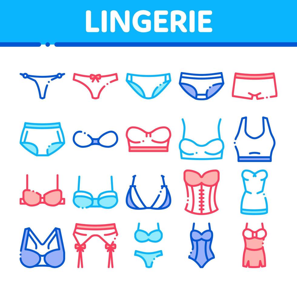 lingerie bras slipje verzameling pictogrammen reeks vector