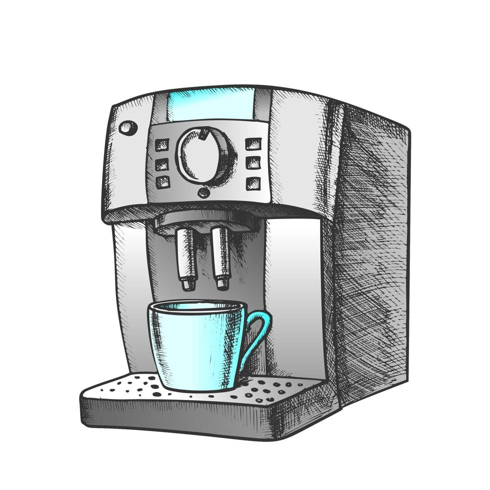 koffie automatisch machine met kop retro vector