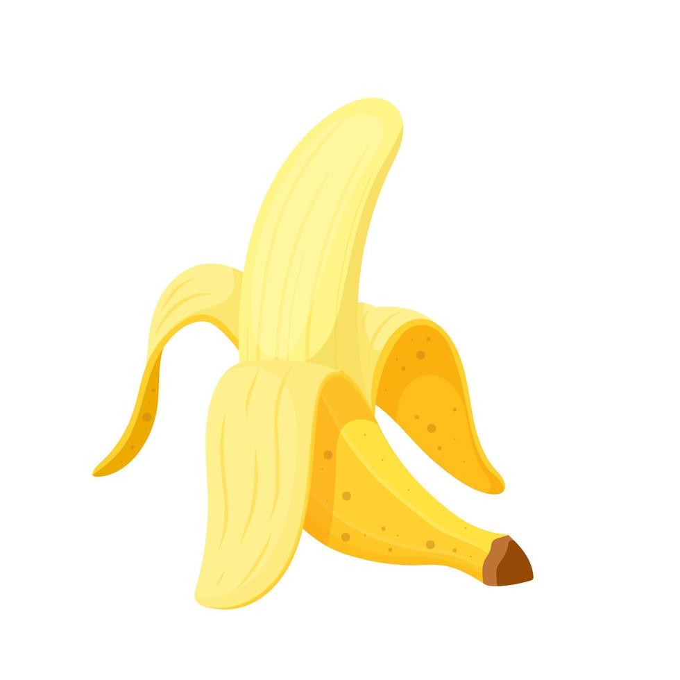 banaan geschild tekenfilm vector