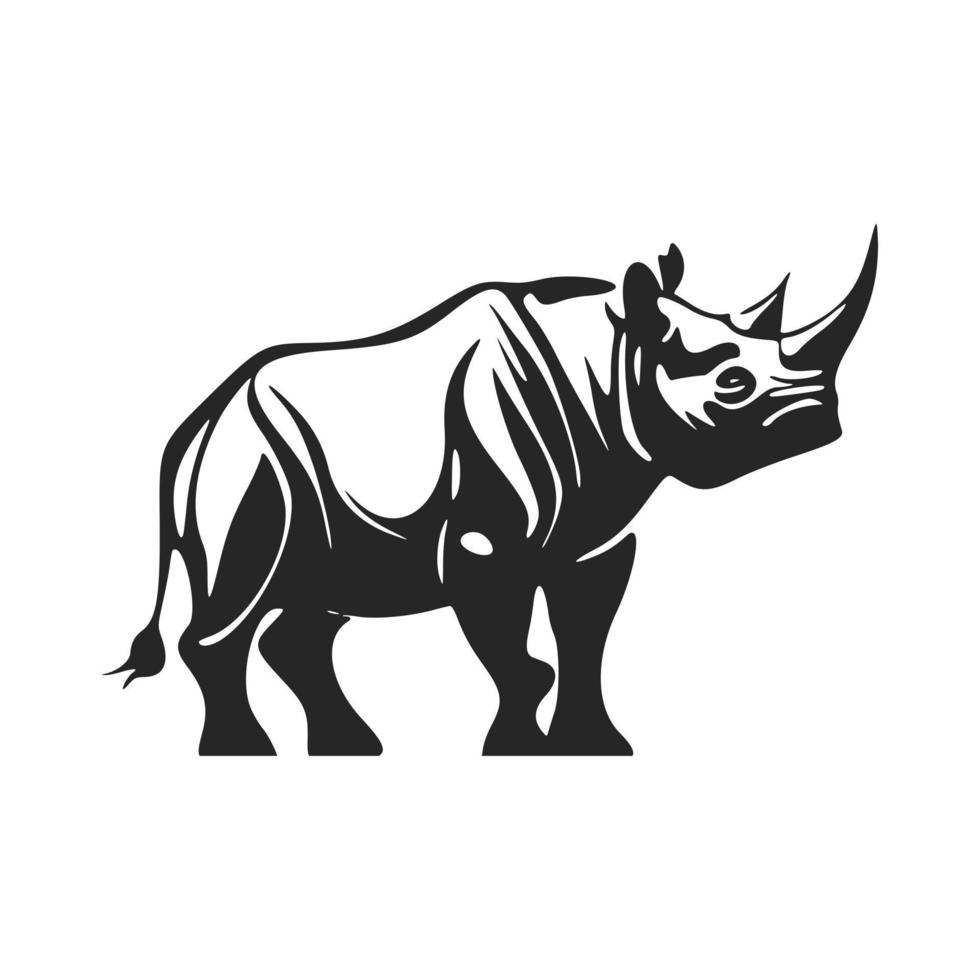 minimalistisch zwart en wit vector logo beeltenis een neushoorn.