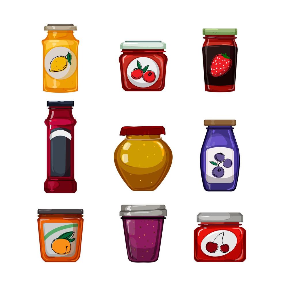 jam fruit voedsel reeks tekenfilm vector illustratie