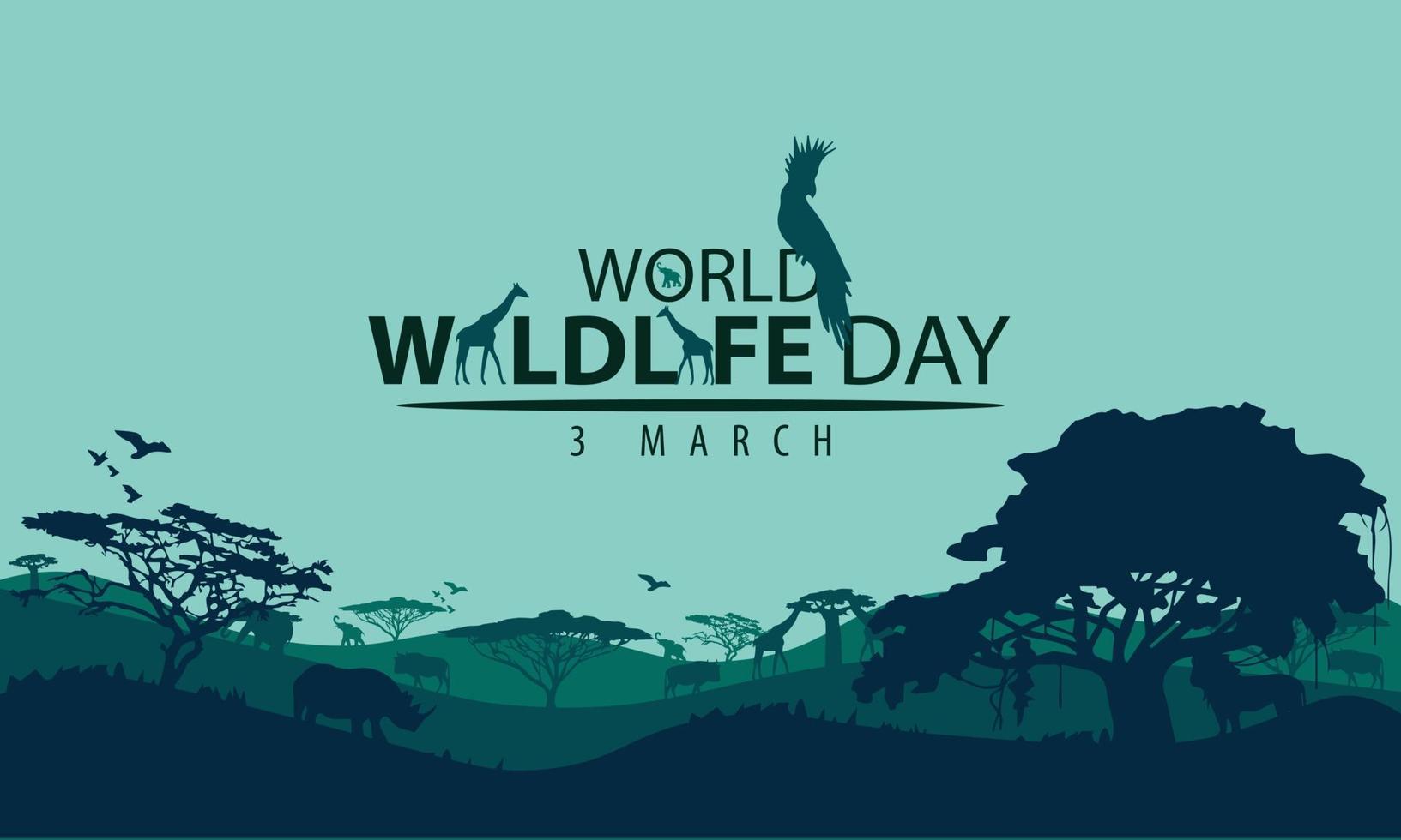 wereld wild leven dag festiviteiten, dieren, aarde en Woud. vector ontwerp geschikt voor spandoeken, achtergronden.