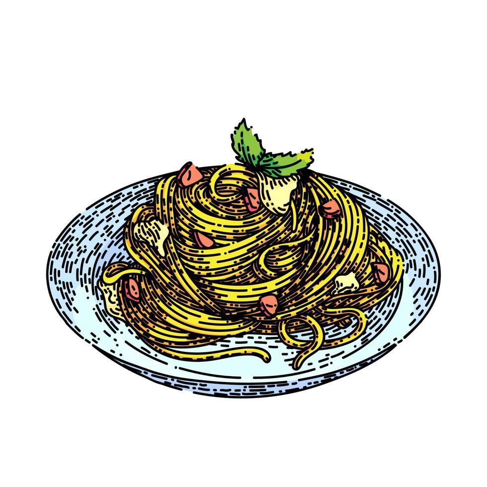 spaghetti pasta schetsen hand- getrokken vector