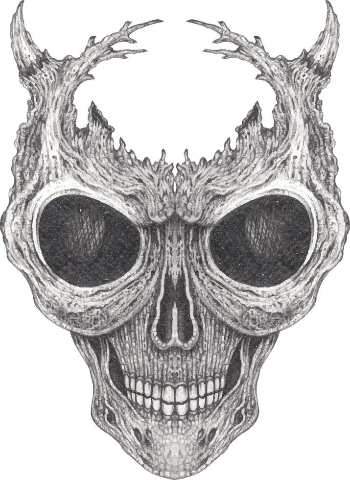 kunst surrealistische duivel schedel tatoeëren. hand- tekening en maken grafisch vector. vector