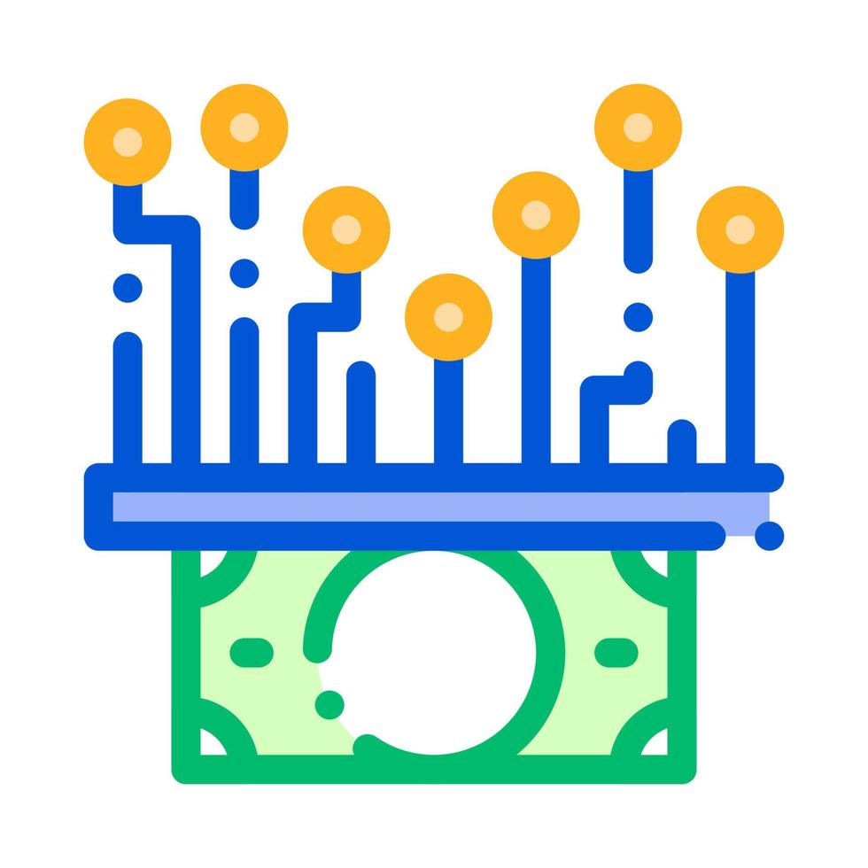 elektronisch geld contant geld spaander vector dun lijn icoon