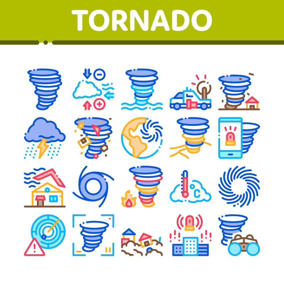 tornado en orkaan verzameling pictogrammen reeks vector