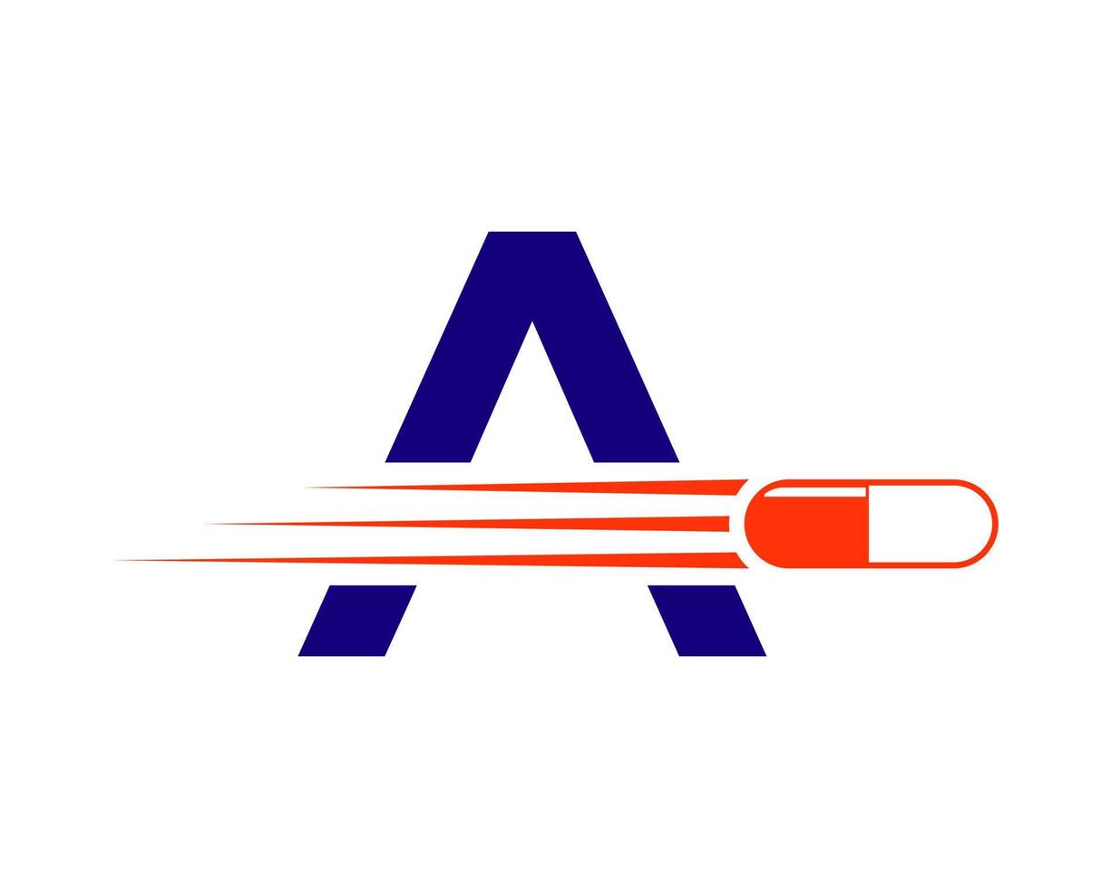 brief een geneeskunde logo met geneeskunde pil of capsule symbool vector