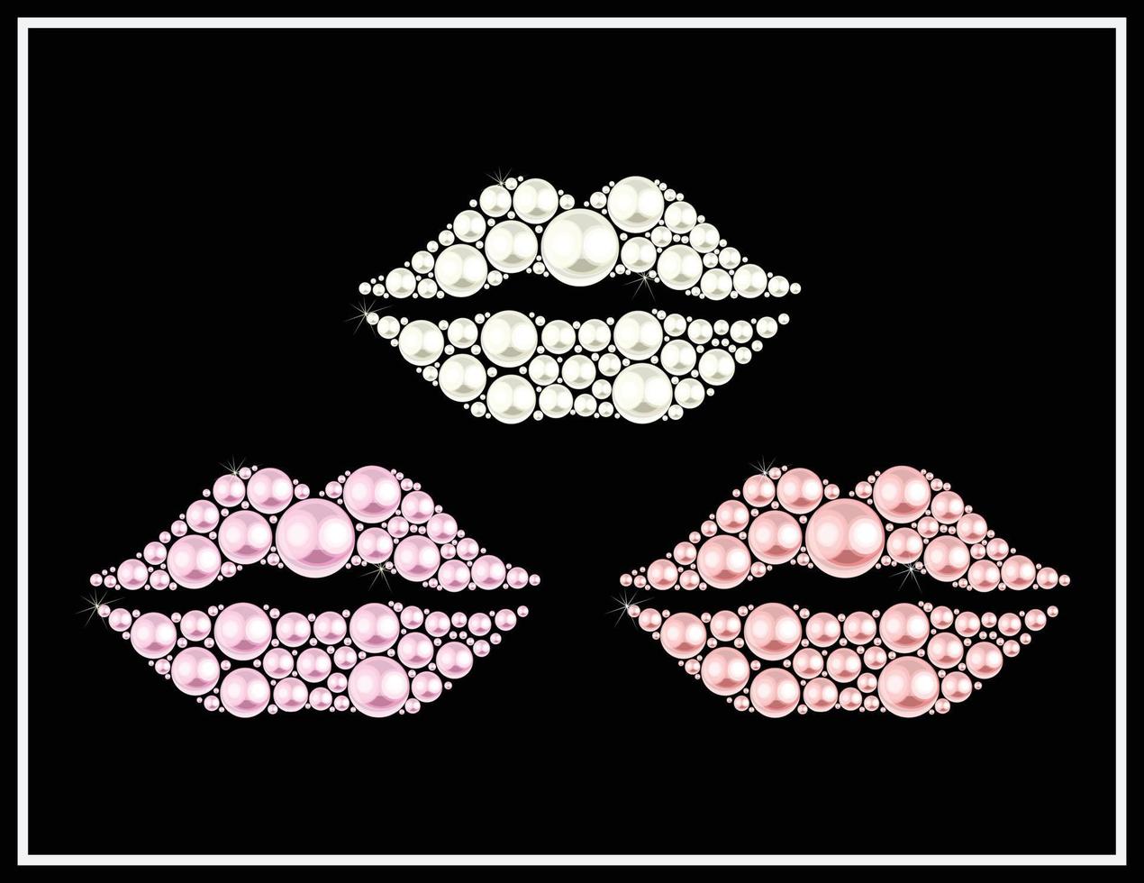 lip vector reeks gemaakt met parel en diamant strass