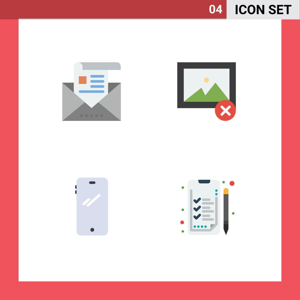 4 vlak icoon concept voor websites mobiel en apps adres slim telefoon envelop beeld android bewerkbare vector ontwerp elementen
