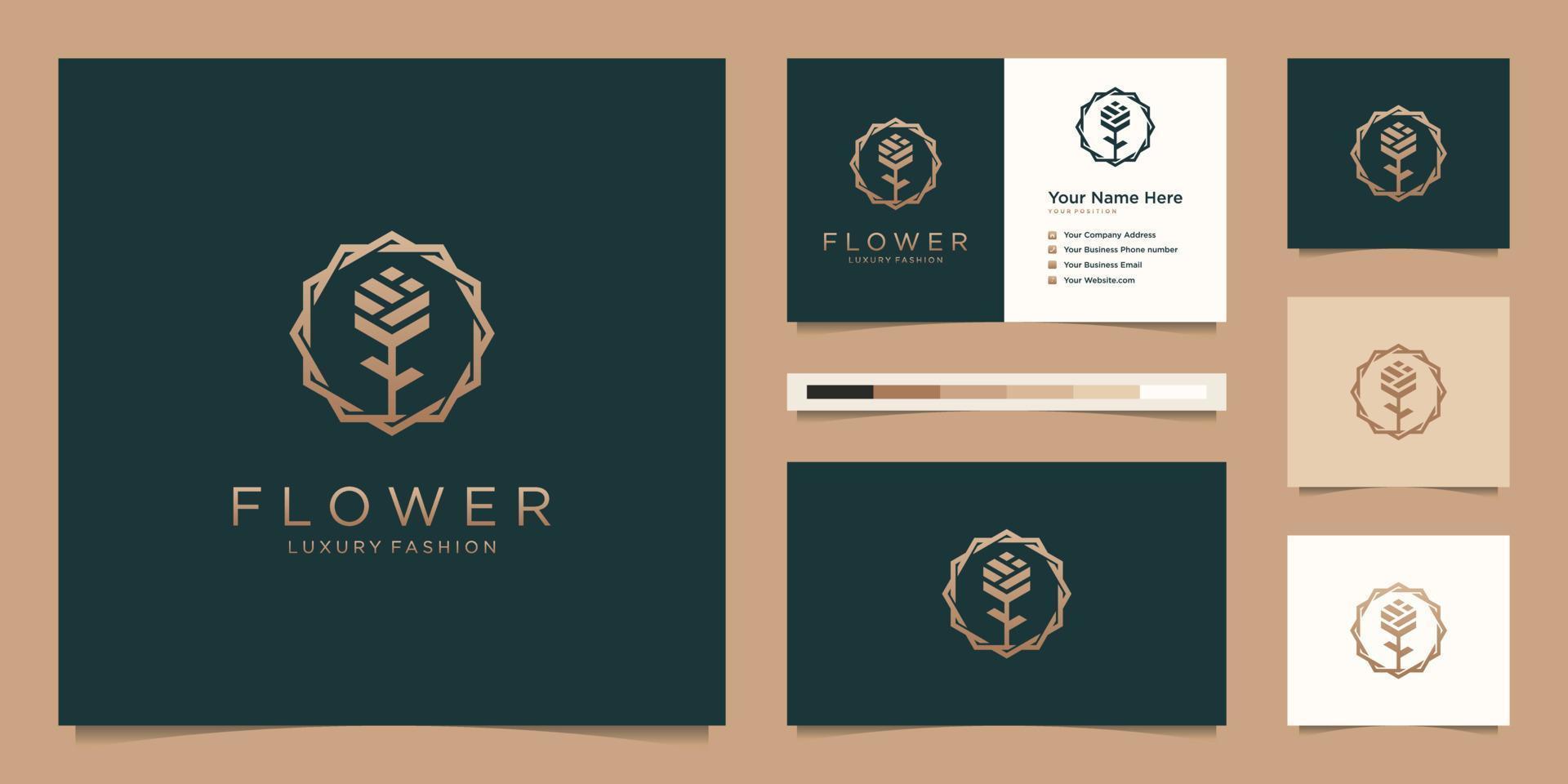 minimalistische elegant bloem roos luxe schoonheid salon, mode, huidverzorging, kunstmatig, yoga en spa producten. logo ontwerp en bedrijf kaart premie vector