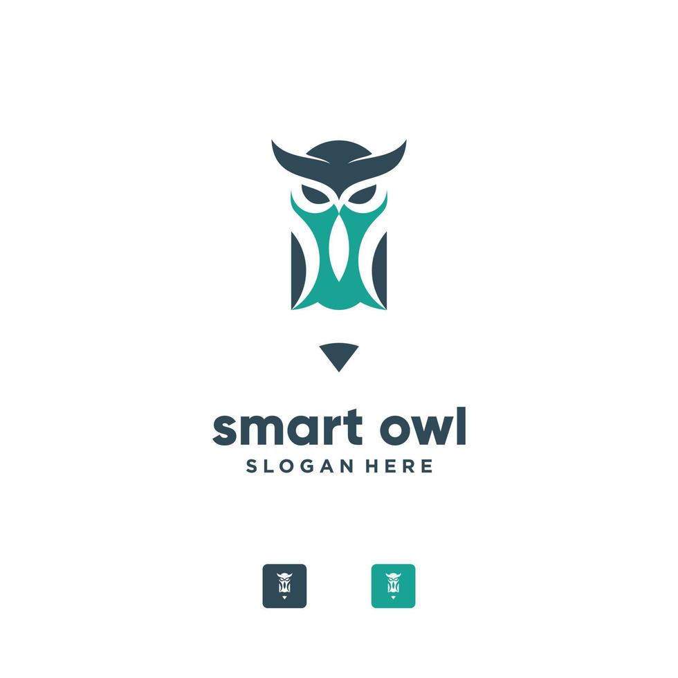 schattig uil en emoji logo ontwerp vector