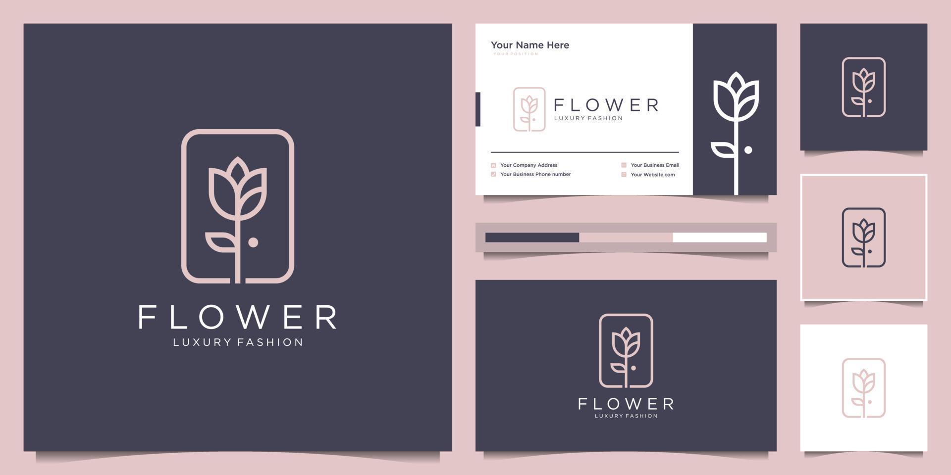 elegant bloem roos schoonheid, yoga en spa. logo ontwerp en bedrijf kaart vector