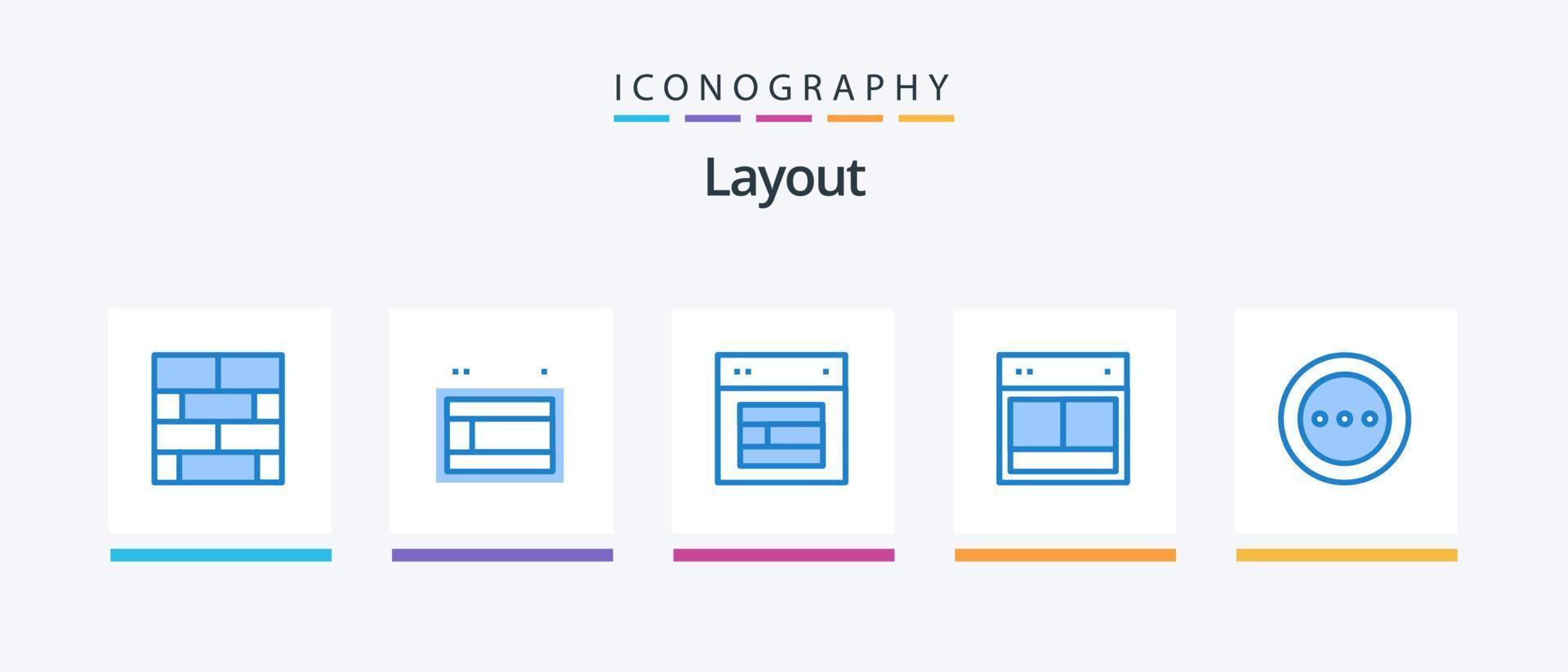 lay-out blauw 5 icoon pak inclusief . website. bestellen. creatief pictogrammen ontwerp vector
