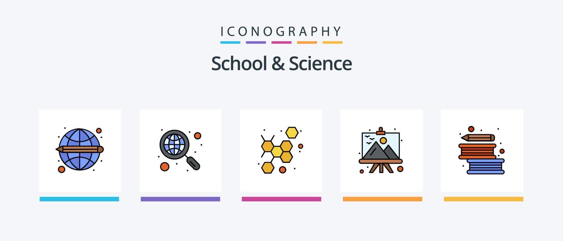 school- en wetenschap lijn gevulde 5 icoon pak inclusief school. pen. boek. literatuur. boeken. creatief pictogrammen ontwerp vector