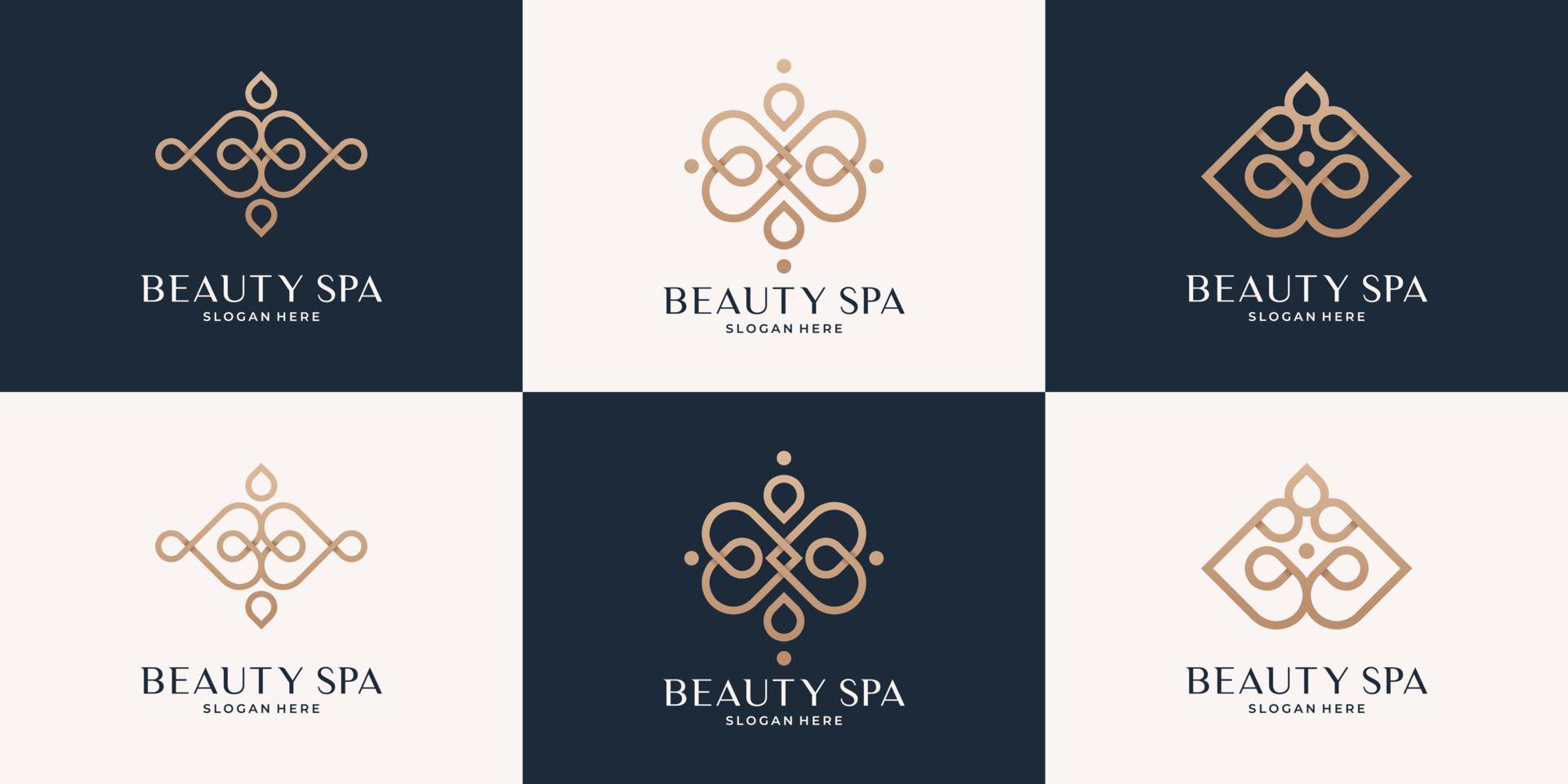 minimalistische elegant lijn vrouwelijk schoonheid salon spa logo verzameling. vector