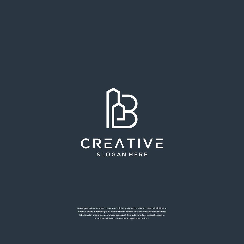 minimalistische eerste b met gebouw logo ontwerp vector