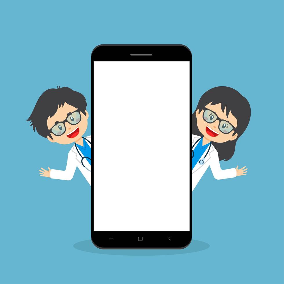 artsen met lege smartphone vector