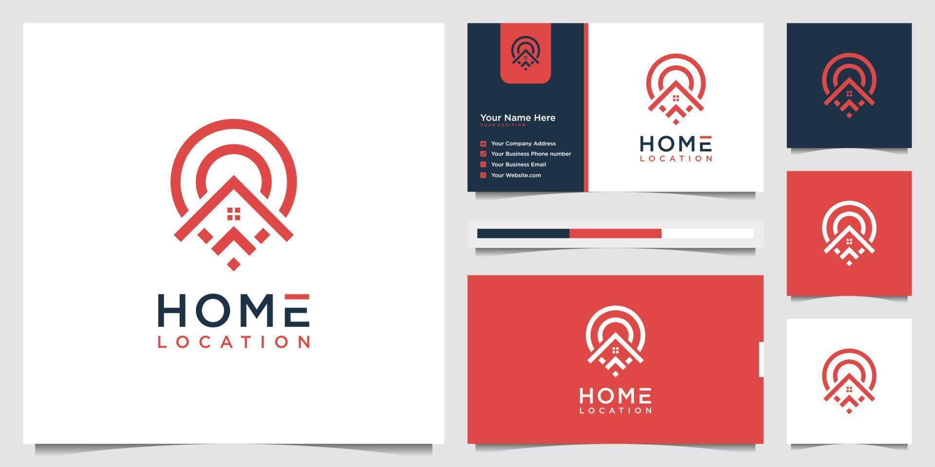 huis plaats logo ontwerp en bedrijf kaart sjabloon. gemakkelijk logo huis en pin plaats symbool echt landgoed. vector