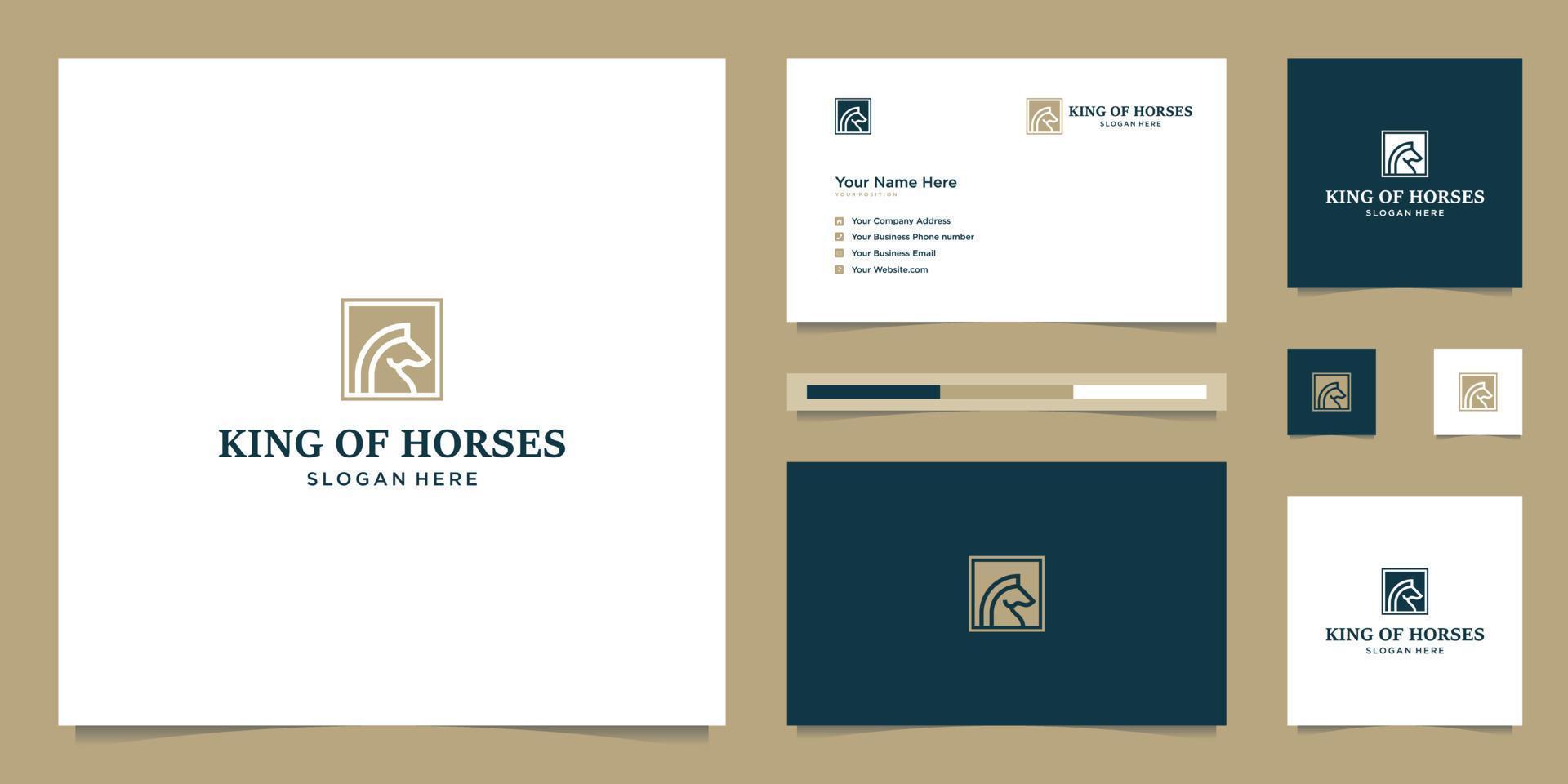 elegant koning paard met elegant grafisch ontwerp en naam kaart inspiratie luxe ontwerp logo vector