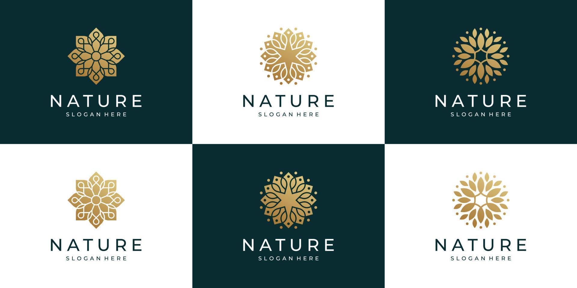 reeks verzameling bloem logo ontwerp luxe kan worden gebruikt voor schoonheid salons, decoraties, boetieks, kuuroorden, yoga, kunstmatig en huid zorg producten. vector