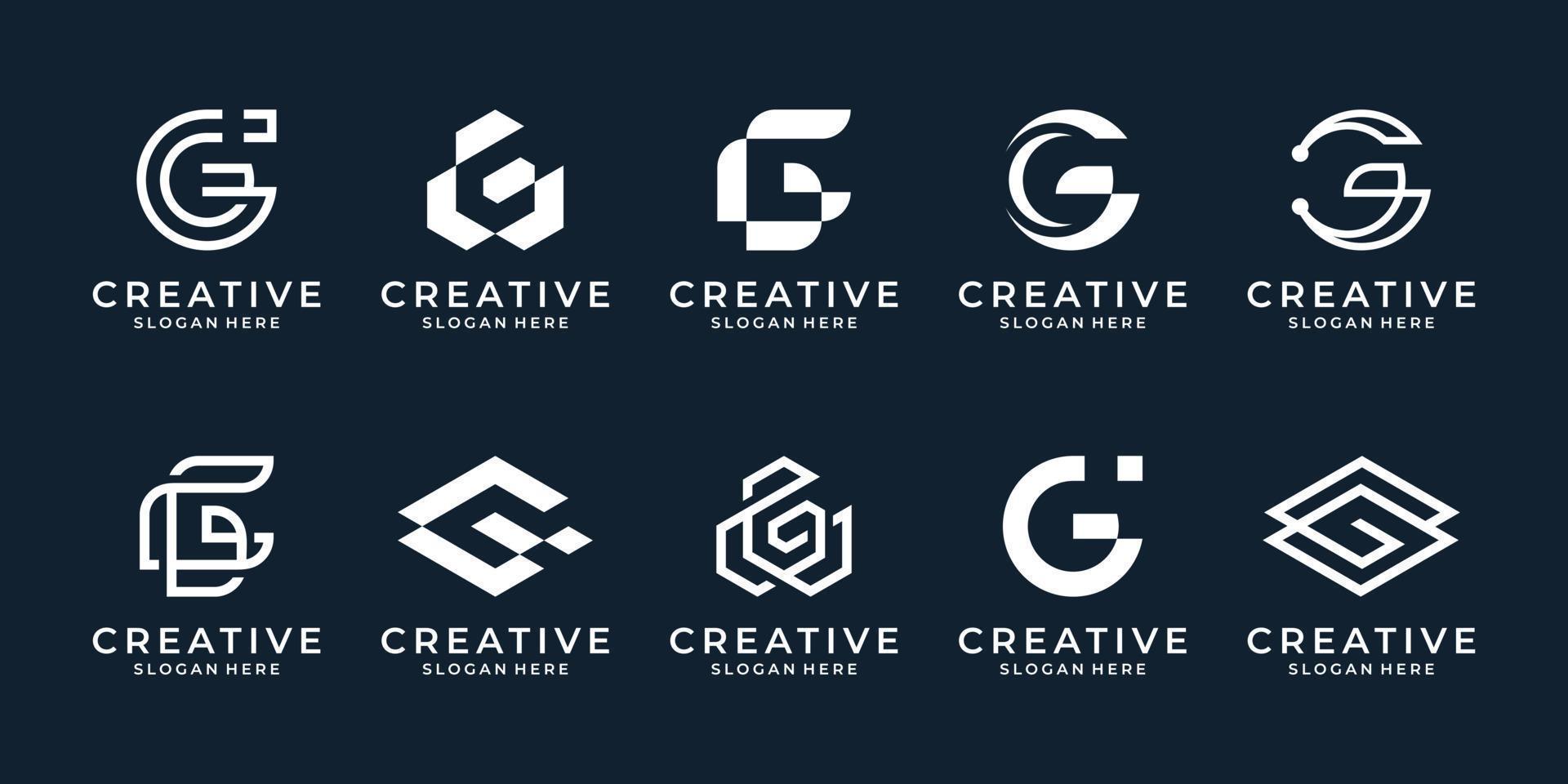 reeks van abstract eerste brief g logo sjabloon. meetkundig pictogrammen voor bedrijf van mode, sport, auto. vector