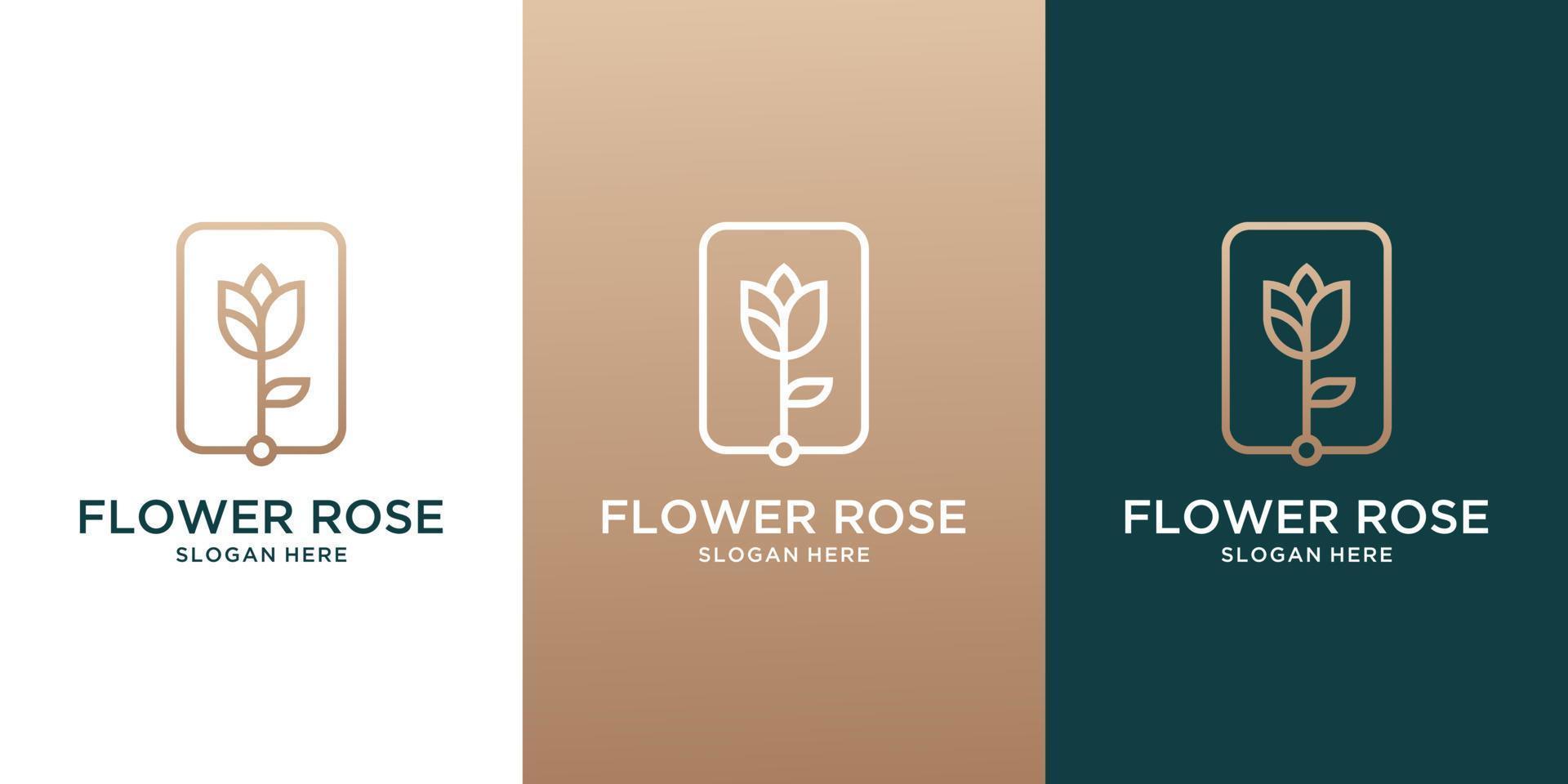 verzameling van lijn minimaal decoratie ontwerp elementen reeks roos bloem vector
