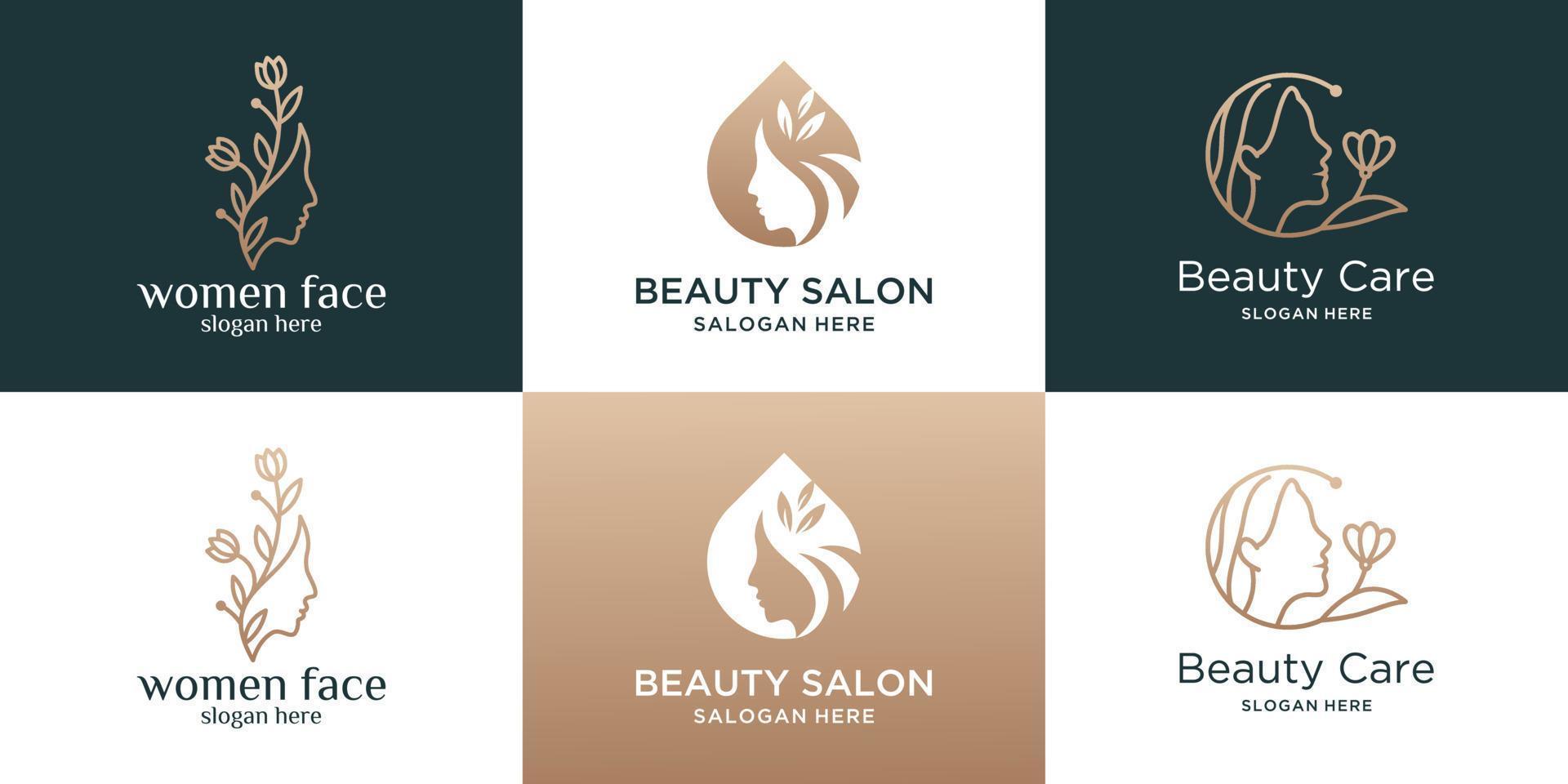 verzameling van schoonheid vrouwelijk salon logo sjabloon vector