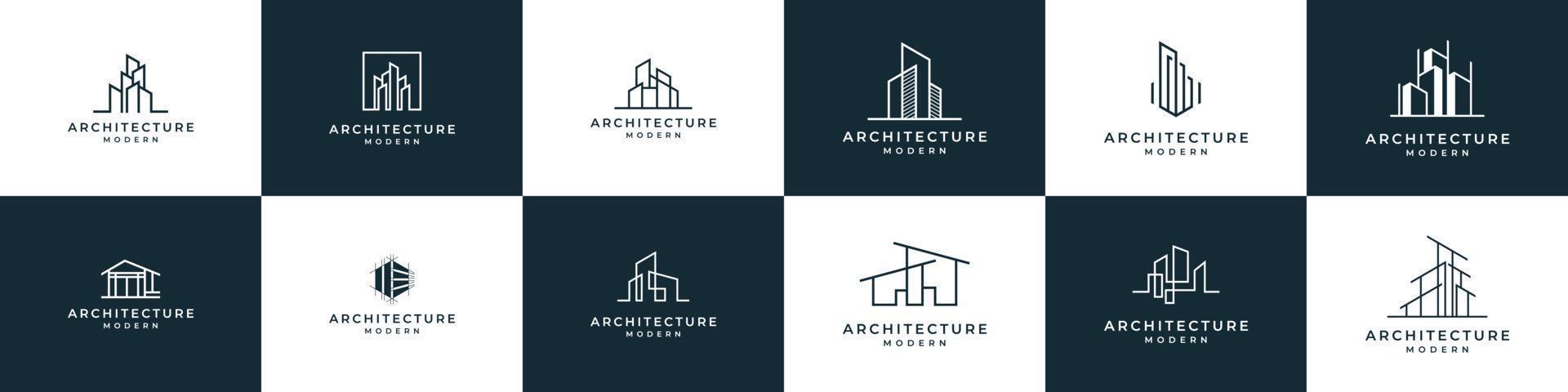 reeks van logo architectuur met voering concept logo ontwerp echt landgoed sjabloon vector