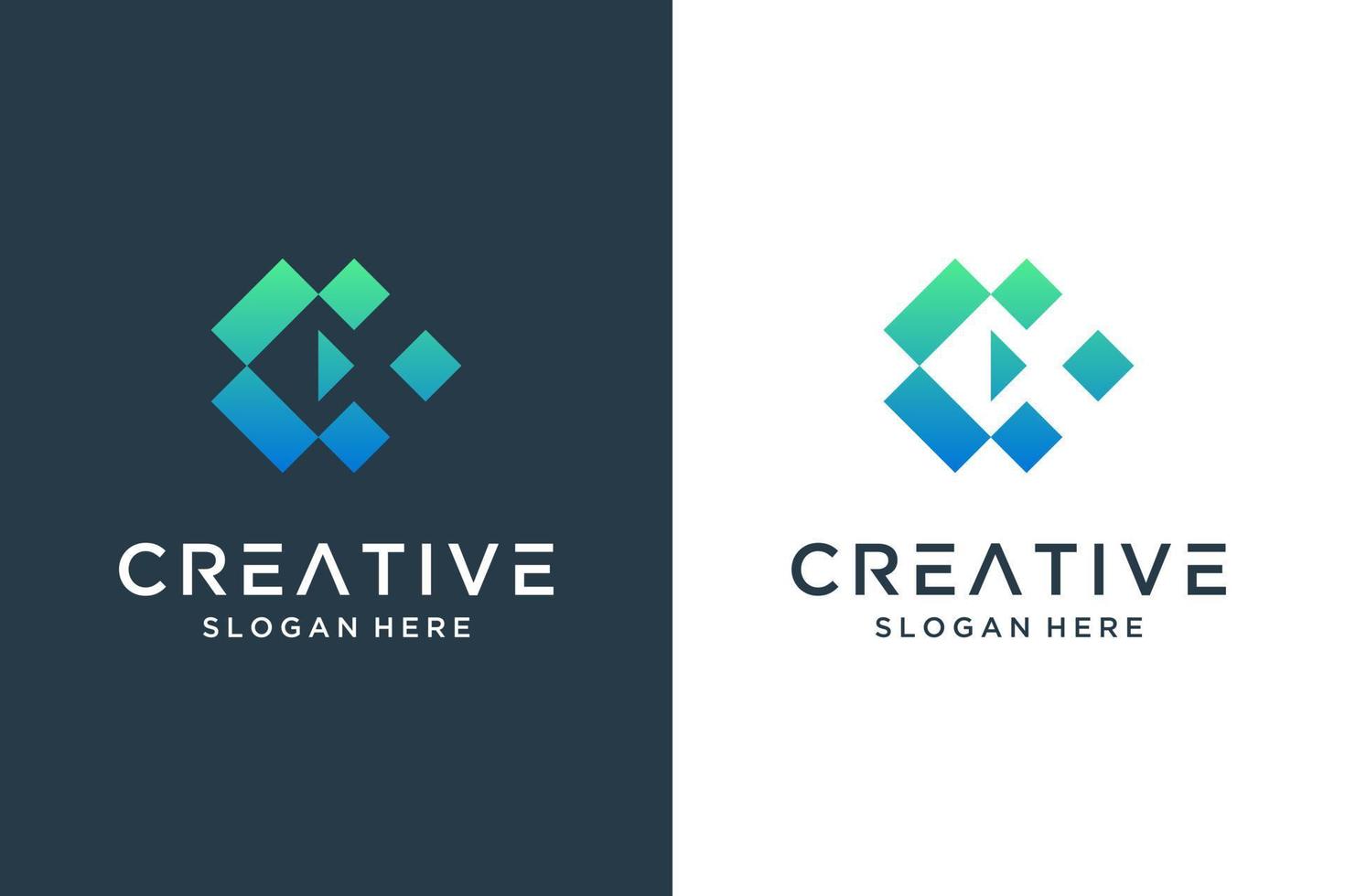abstract creatief brief c logo ontwerp technologie vector